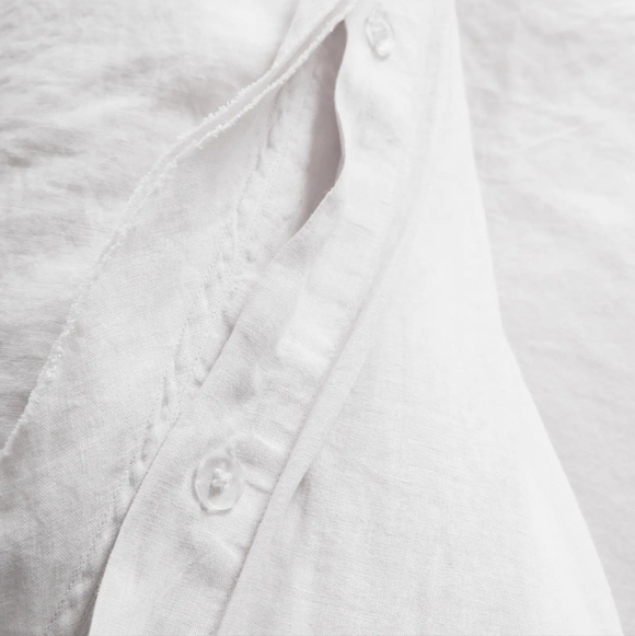 Quince European Linen Double Flange Duvet Cover Set in White - Picture 2 of 9